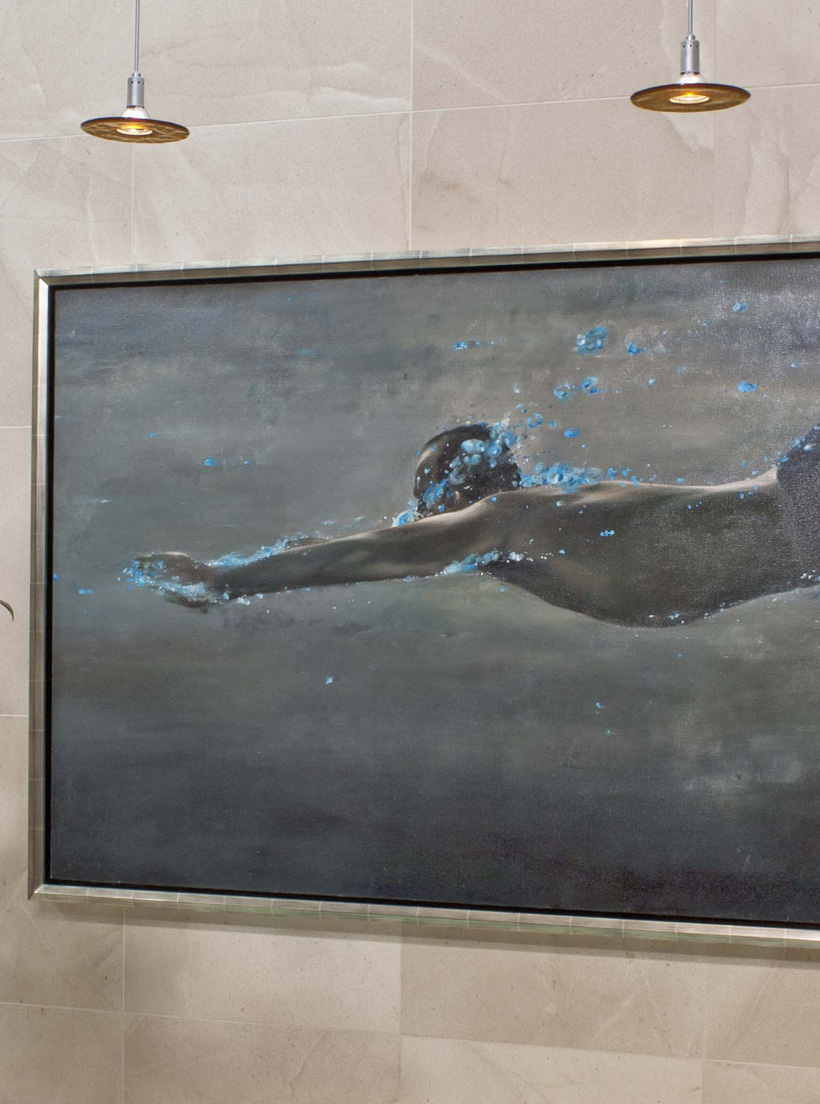 swimmer painting close up